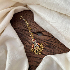 Premium Maang Tikka-Green Bead-Pearl-G13568