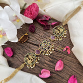 Red-Green Stone Peacock Choker-Pearl-G15339