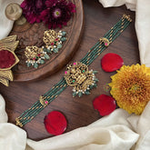 Vriksham Pastel Green Bead Temple High Neck Choker-Lakshmi Choker-Green Bead-G18922