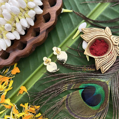 Vriksham Precious Kemp Manga Style Earring-Red Green & White-G20507