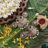 Vriksham Antique Gold‑Tone Kemp Stone Temple Vaddanam With Pearl Style Vangi / Armlets-G20508