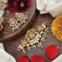 Vriksham Designer Lakshmi Temple Choker-White-Pastel Green Bead-G18927