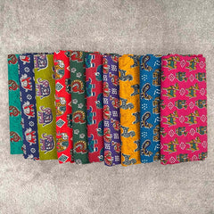 Vriksham Kalamkari Printed Cotton Fabric Floral & Geometric Patterns Blouse Bits-Set Of 10-VS5045