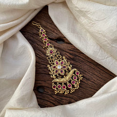 Designer Floral Maang Tikka-Golden Beads-G13589