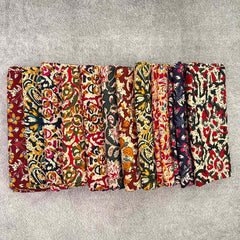 Vriksham Indigo Printed Cotton Fabric Floral & Geometric Patterns Blouse Bits-Set Of 10-VS5046