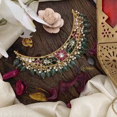 Precious Jadau Kundan Choker-Pastel Green Beads-J2477