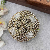 Vriksham Antique Gold Kundan & Pearl Studded With Hair Bun Cage Accessory-H1278