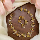 Designer Red AD Stone Short Neckpiece-Diamond-G12898