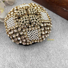 Vriksham Antique Gold Kundan & Pearl Studded With Hair Bun Cage Accessory-H1278