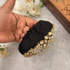 Vriksham Antique Gold Kundan & Pearl Studded With Hair Bun Cage Accessory-H1278