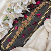 Vriksham Antique Lotus Lakshmi Jhumka Style Hipchain-Red-Green Bead-G21204