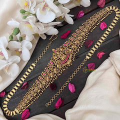 Vriksham Designer Gaj Lakshmi Nakshi Bridal Hipchain-Gold Bead-G21195