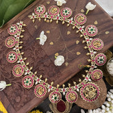 Vriksham Lakshmi Pendant Chakra Style Neckpiece-Red White Green-J3335