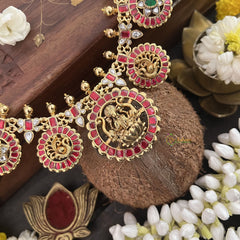 Vriksham Lakshmi Pendant Chakra Style Neckpiece-Red White Green-J3335