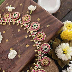 Vriksham Lakshmi Pendant Chakra Style Neckpiece-Red White Green-J3335