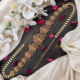 Vriksham Antique Lotus Lakshmi Jhumka Style Hipchain-Red-Gold Bead-G21207