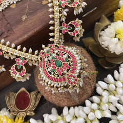 Vriksham Designer Diva Pendant Kudan Jadau White Guttapusalu Neckpiece-Rice Pearl-J3319