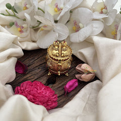 Vriksham Designer Golden Kalash Idol Kumkum Box-Red Green-G19822