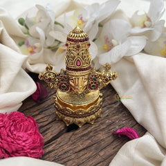 Vriksham Tirupati Balaji Idol on Pedestal Kumkum Box-Red Green-G19823