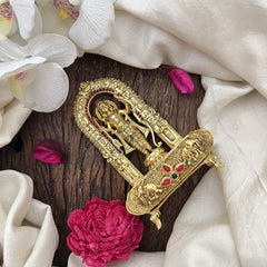 Vriksham Temple Style Lord Ram Idol – Gold Plated Finish Kumkum Box-Red Green-G19824