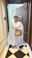 Vriksham Sky Blue Chikankari Inspired MulMul Anarkali With Dupatta Suit Set-VS5083