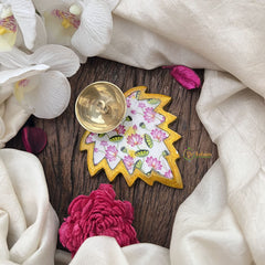 Vriksham Lotus Leaf Brass Diya – Handpainted Pooja Decor-RG280
