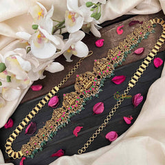 Vriksham Bridal Lakshmi Idol Hipchain-Red Green-Green Bead-G21202