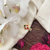 Vriksham Designer Floral Jadau Kundan Nath-Red Green & White-J3402