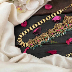 Vriksham Bridal Lakshmi Idol Hipchain-Red Green-Green Bead-G21202