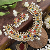 Vriksham Multi Color Designer Kudan Jadau Neckpiece-Pearl-J3317
