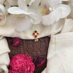 Vriksham Designer Floral Jadau Kundan Nath-Red Green & White-J3402