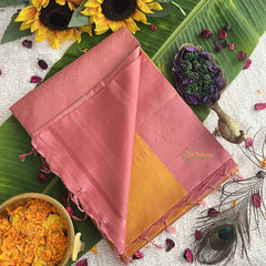 Vriksham Mustard Yellow Floral Design With Pitch Border Pure Soft Silk Saree-VS4846