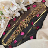 Vriksham Designer Elephant & Lakshmi With Leaf Nakshi Bridal Hipchain-Red-Gold Bead-G21200