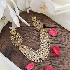 Premium Floral Jada Billai with Pearl Maatil-Bun Billai-Red-Green-G15350