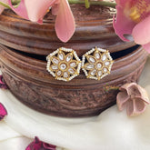 Precious Floral Jadau Kundan Studs-White-J2419