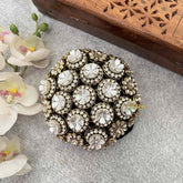 Vriksham Traditional Golden White Floral Hair Bun Cover With Hair Bun Cage Accessory-H1287