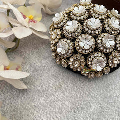 Vriksham Traditional Golden White Floral Hair Bun Cover With Hair Bun Cage Accessory-H1287