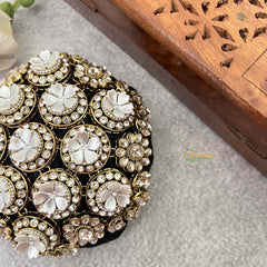 Vriksham Traditional Golden White Floral Hair Bun Cover With Hair Bun Cage Accessory-H1287
