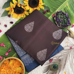 Vriksham Royal Dark Coffe With Dark Blue Pure Soft Silk Saree-VS4836