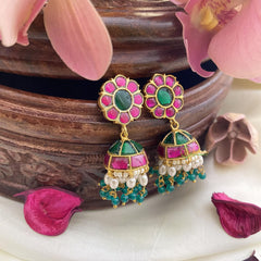 Floral Jadau Kundan Jhumka-J2439
