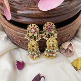 Premium Jadau Kundan Jhumka-Golden Pearl-J2423