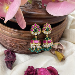 Premium Jadau Kundan Jhumka-Rice Pearl-J2425