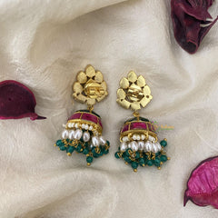 Premium Jadau Kundan Jhumka-Rice Pearl-J2425
