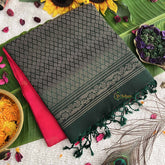 Vriksham Red With Green Color Border Pure Soft Silk Saree-VS4859