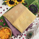Vriksham Golden Yellow With Lavender Work Border Pure Soft Silk Saree-VS4844