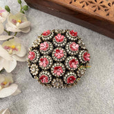 Vriksham Royal Crimson Floral Hair Bun Cover With Hair Bun Cage Accessory-H1285