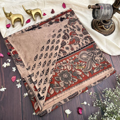 Vriksham Skin Color Kalamkari Cotton Saree With Gatti Border-VS4536