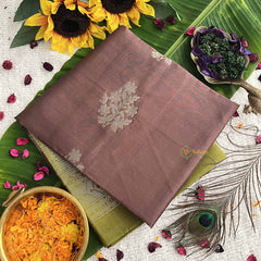 Vriksham Brown With Medium Green Color Border Pure Soft Silk Saree-VS4858