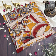 Vriksham Red & Yellow Color Kalamkari Cotton Saree With Gatti Border-VS4539