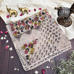 Vriksham Off White Color Kalamkari Cotton Saree With Gatti Border-VS4546